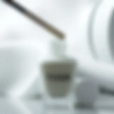 Close-up of sheer milky white gel polish bottle with brush