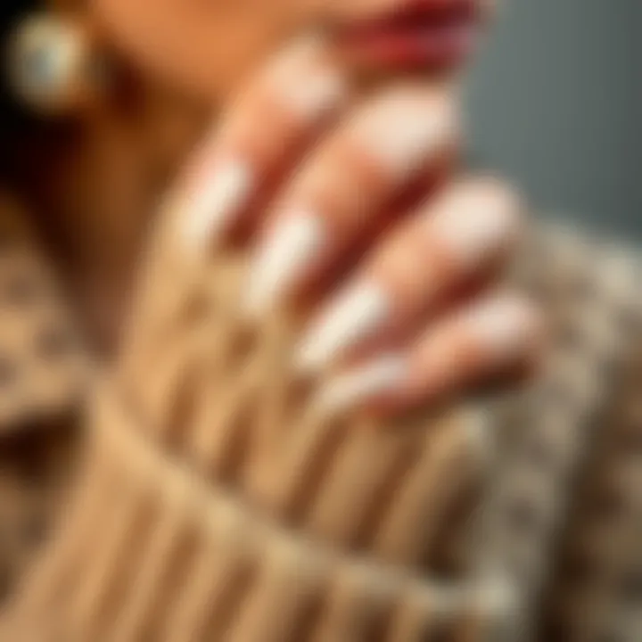 Chic fashion accessories paired with sheer milky white gel polish