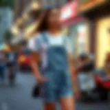 Chic Ensemble Featuring Short Overalls Stylish short overalls paired with a chic top