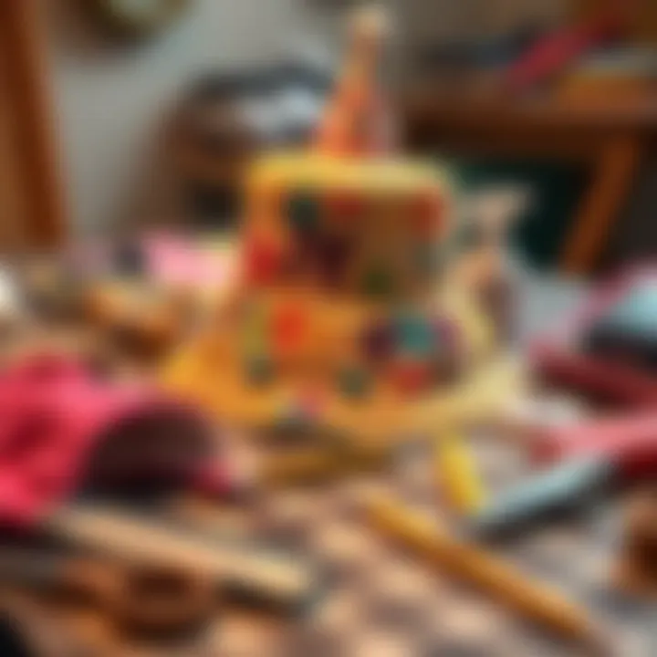 DIY Crafting for a Personalized Birthday Bucket Hat DIY birthday bucket hat crafting materials laid out on a table.