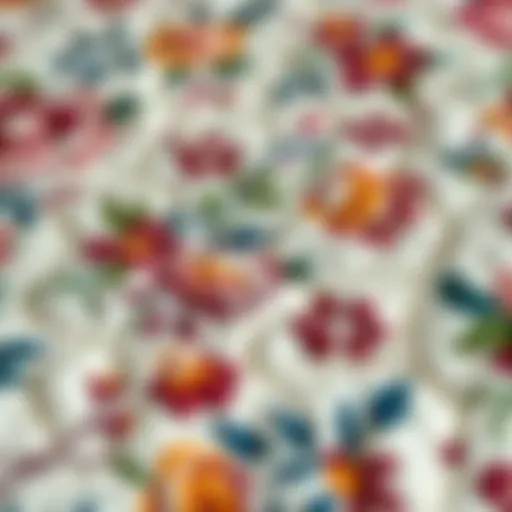 A close-up view of intricate floral patterns on a vintage quilt