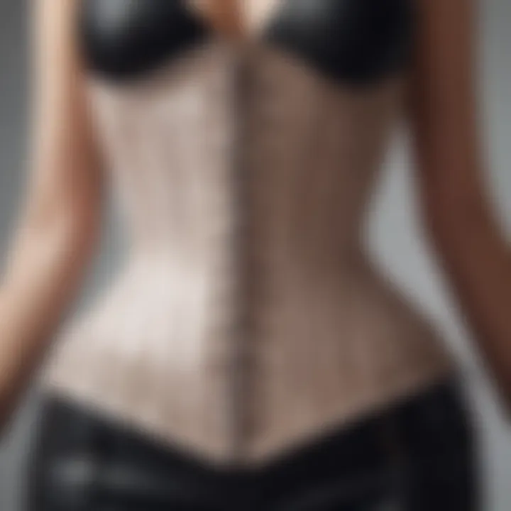 A fashion-forward ensemble featuring a corset belt, emphasizing body positivity.