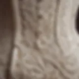 A close-up view of a vintage corset belt showcasing intricate lace details.