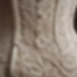 A close-up view of a vintage corset belt showcasing intricate lace details.