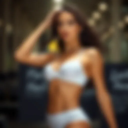 A model showcasing the fast drying bra in a dynamic pose.