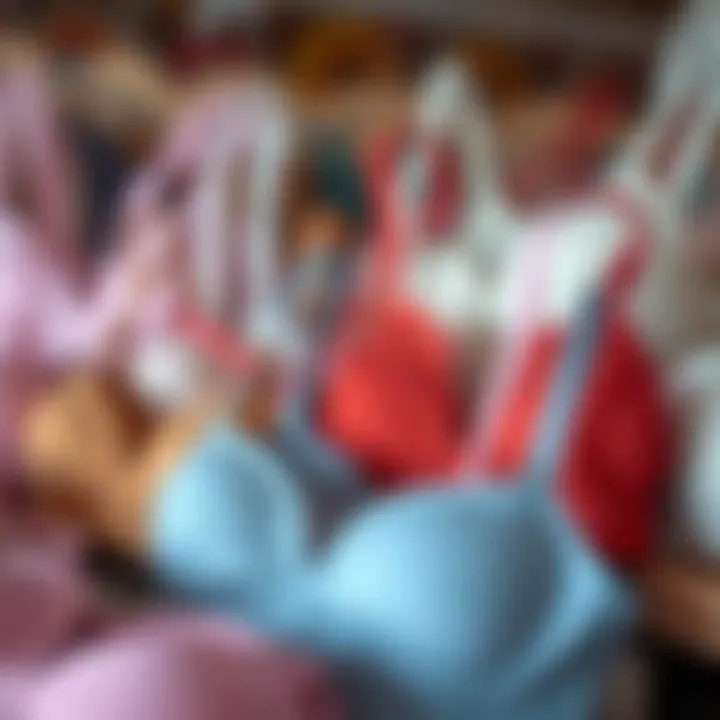 A selection of fast drying bras in various colors and styles.