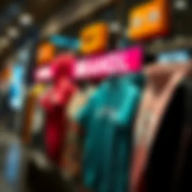 An artistic representation of clothing items displayed with brand names highlighted in a creative way.