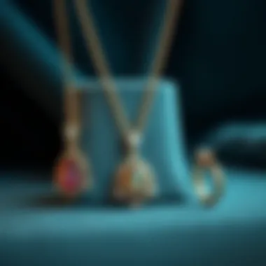 Elegant three-piece jewellery set displayed on a velvet background