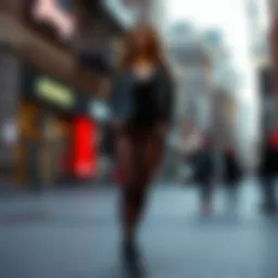 Stylish see-through leggings worn in an urban setting