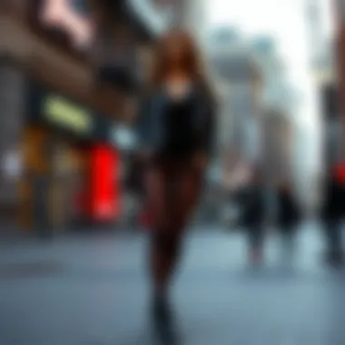 Stylish see-through leggings worn in an urban setting