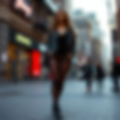 Stylish see-through leggings worn in an urban setting