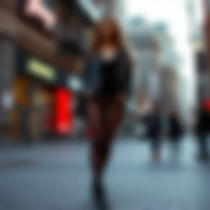 Stylish see-through leggings worn in an urban setting