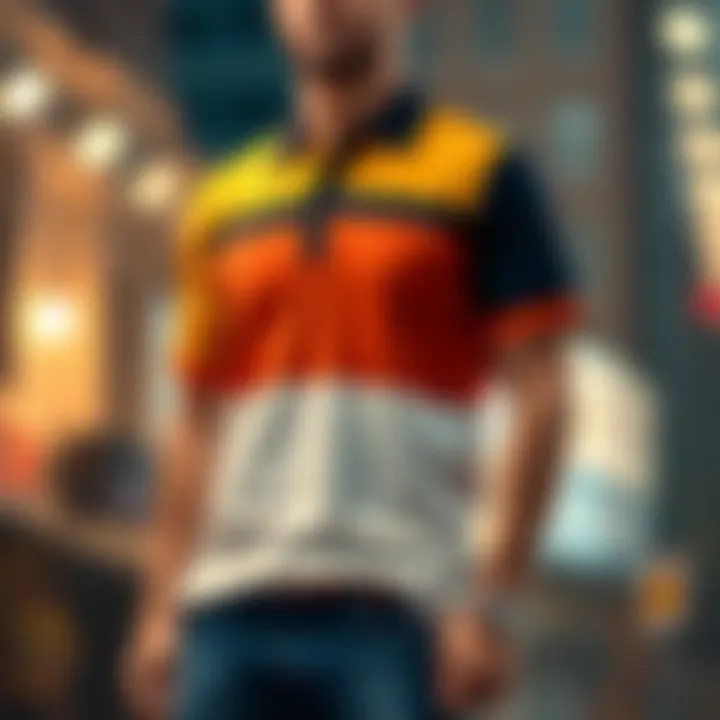 An infographic detailing the history and evolution of the color block polo shirt in fashion