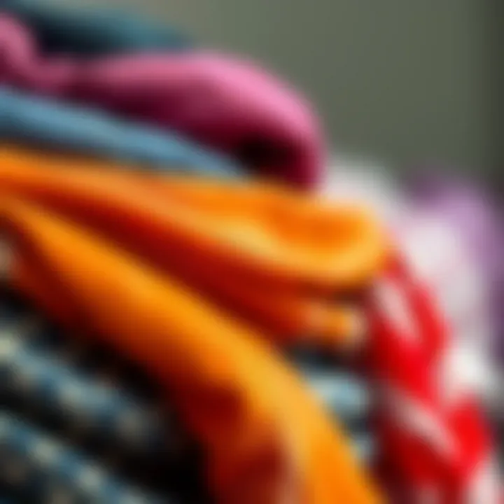A close-up of various headscarf materials, highlighting textures and colors