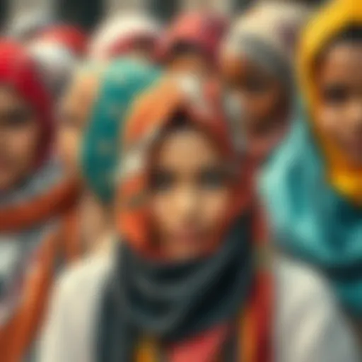 A vibrant array of headscarves showcasing different styles and patterns