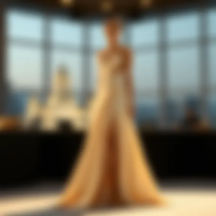 A stunning long dress showcasing contemporary design elements.