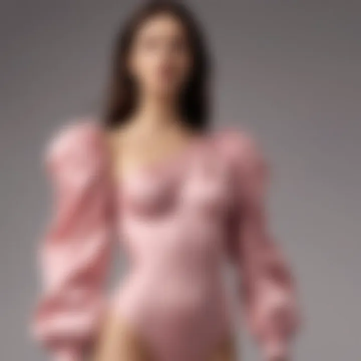 An eco-friendly fabric label associated with the one shoulder puff sleeve bodysuit, representing sustainable fashion