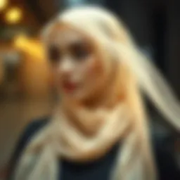 Elegant display of a chiffon hijab showcasing its fluid texture