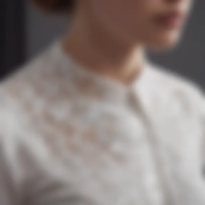 Close-up view of a Peter Pan collar dickie showcasing intricate lace details