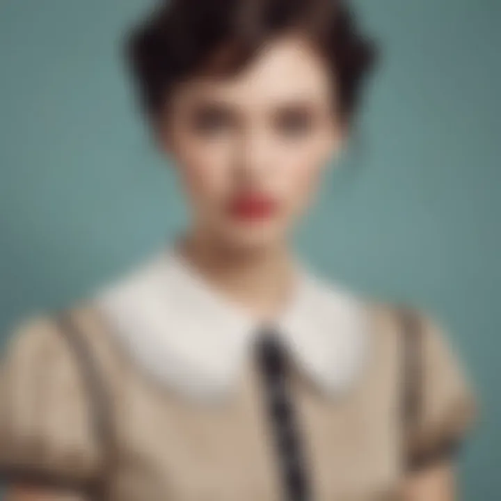 Historical illustration depicting vintage fashion with Peter Pan collar elements