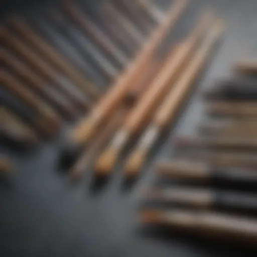 A stunning array of various nail art paint brushes displaying different shapes and sizes.