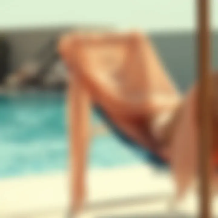 Elegant Draping of Sheer Wrap Stylish sheer bathing suit wrap draped elegantly on a beach chair