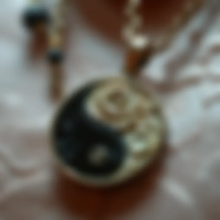 Close-up of Textured Materials in Yin Yang Necklaces Close-up of textured materials used in yin yang necklaces