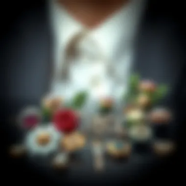 Elegant display of various memorial boutonniere pins