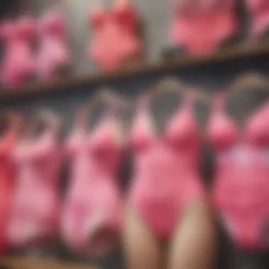 Variety of pink plus size bathing suits on display