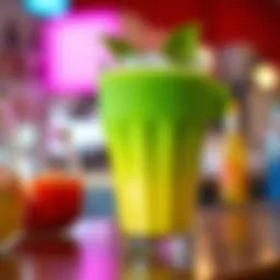 Close-up of a vibrant silicone drink cover on a glass