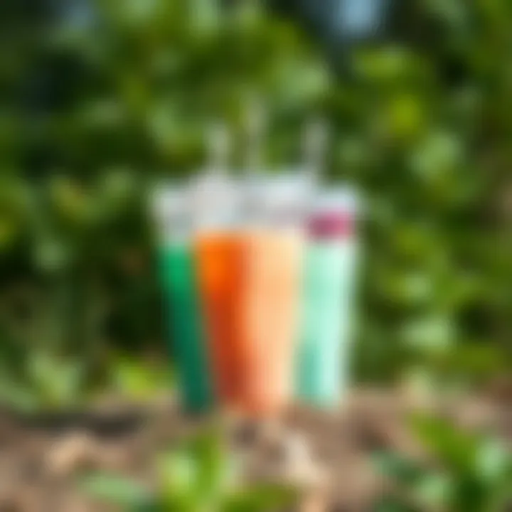 Eco-friendly silicone drink covers displayed outdoors