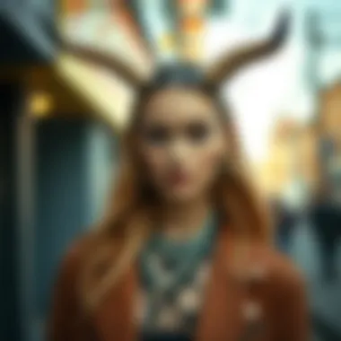 A fashion-forward look featuring bull horn headbands