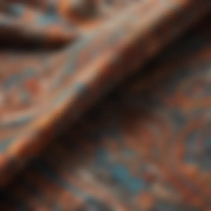 Close-up of intricate patterns on an extra long scarf wrap