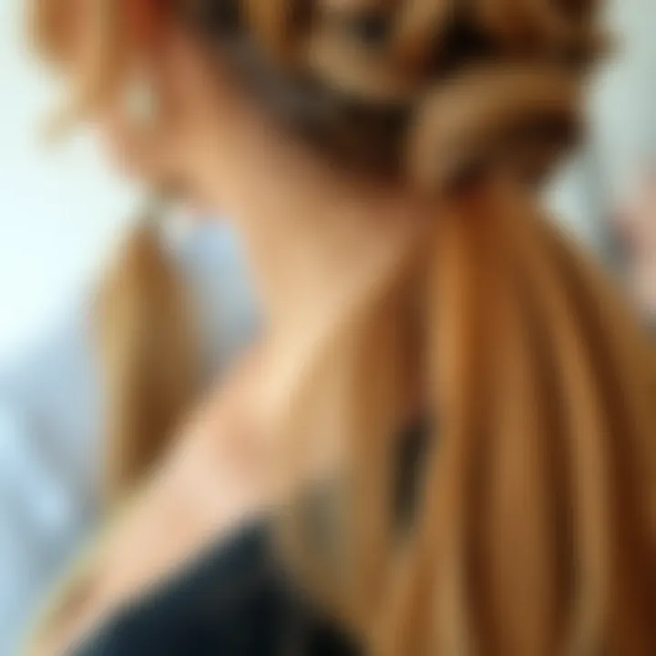 Close-up view of different types of ponytail extensions.