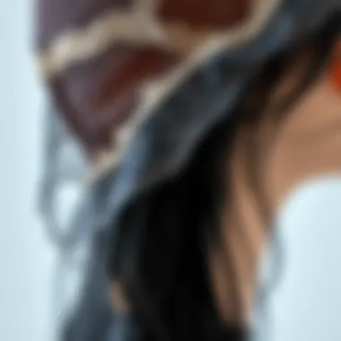 Close-up of the intricate lace construction of a black wig