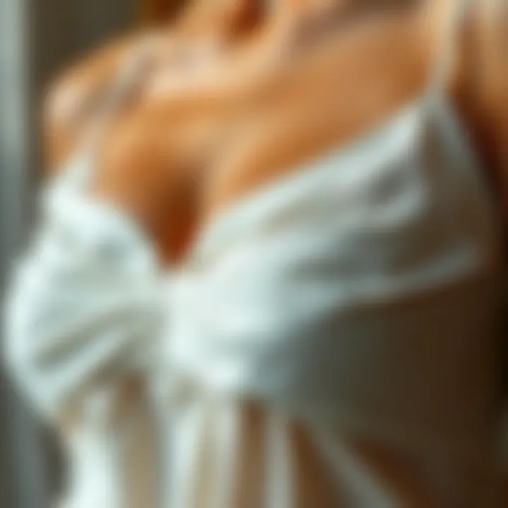 Close-up of fabric details on a lined cami