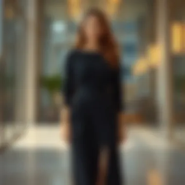 Elegant panelled waist dress in a modern setting