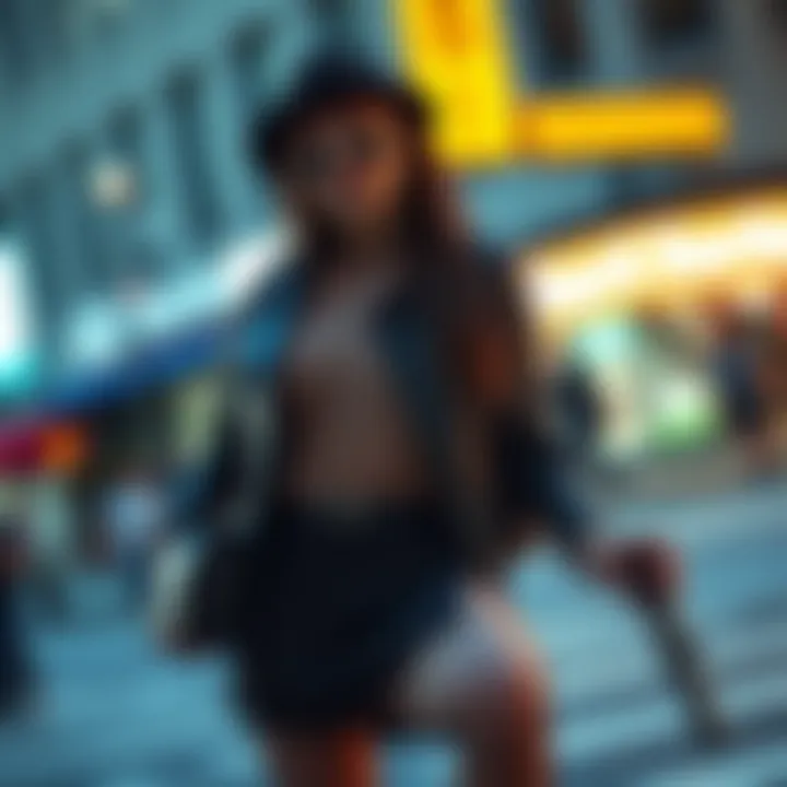 A fashion-forward look featuring toeless fishnet tights and accessories