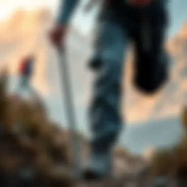 Adventurous Trail Exploration Hiker wearing zip-off pants while navigating a trail