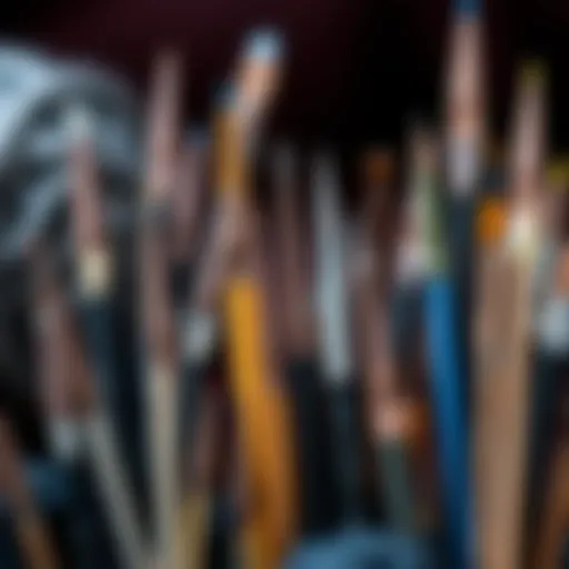 A close-up view of large eye needles in various sizes and designs.