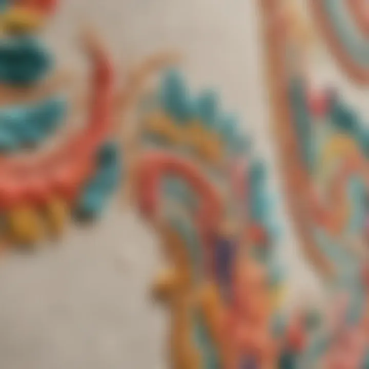Close-up view of vintage embroidery stitches demonstrating craftsmanship