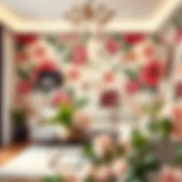 Elegant floral wall sticker pattern enhancing room decor