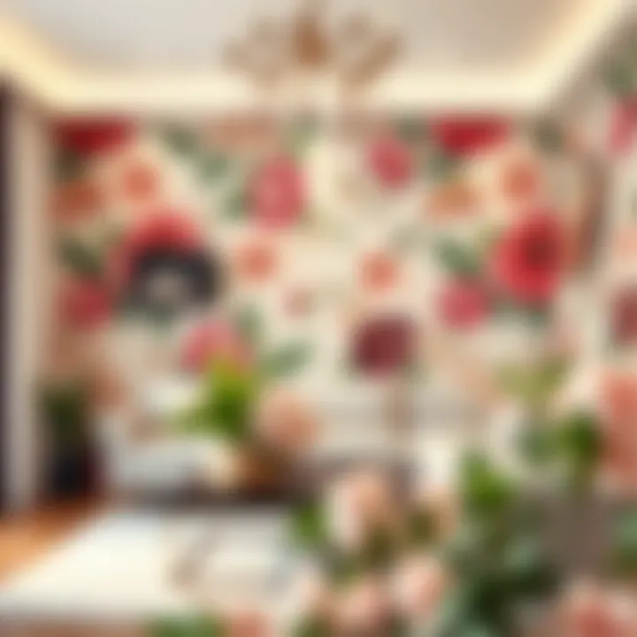 Elegant floral wall sticker pattern enhancing room decor