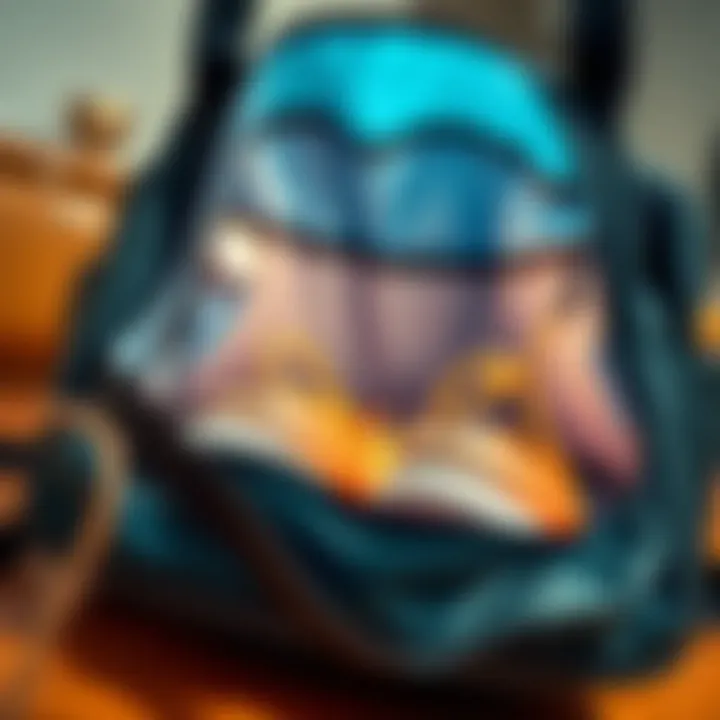 Interior view of a waterproof gym bag displaying shoe storage space