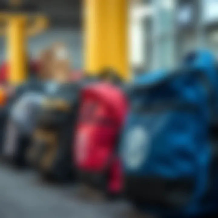 Various popular brands of waterproof gym bags lined up for comparison