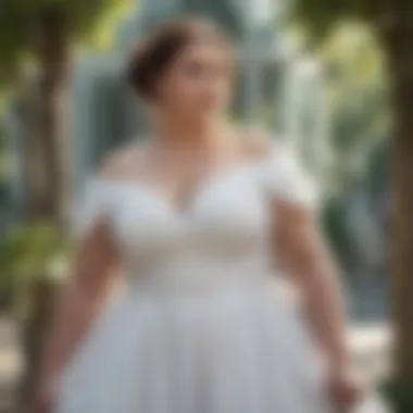 A serene outdoor setting showcasing individuals in white plus size dresses