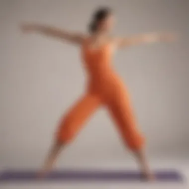 Dynamic yoga poses showcasing jumpsuit flexibility