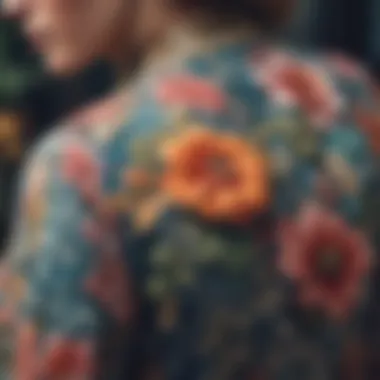 Intricate Floral Designs Close-up of floral fabric patterns