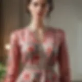 Elegant floral tunic top displayed on a mannequin