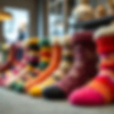 Stylish Adaptations of Fluffy Wool Socks A variety of colorful fluffy wool socks displayed